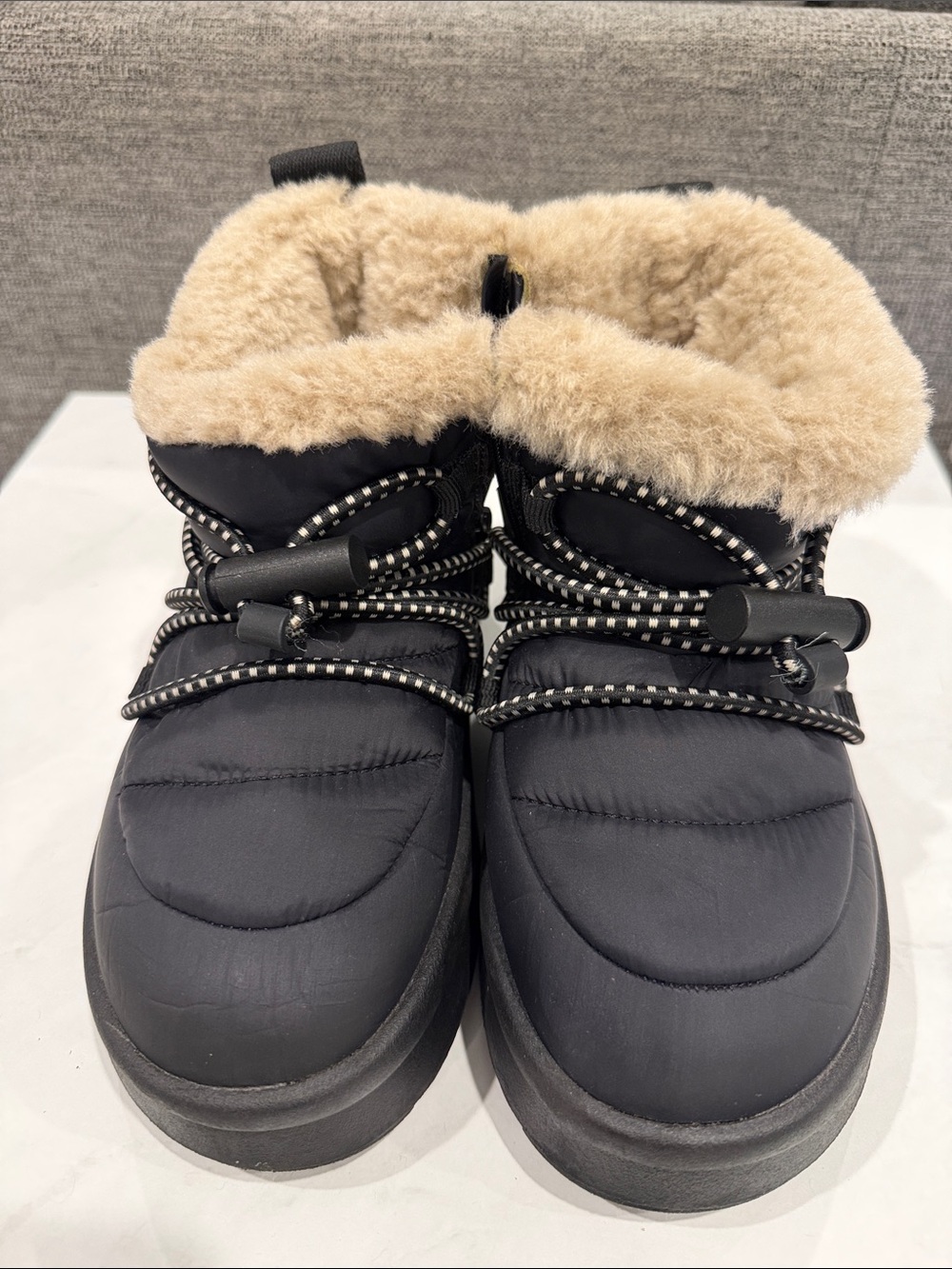 KID's Black Winter Faux-Shearling Lined Ankle Boots